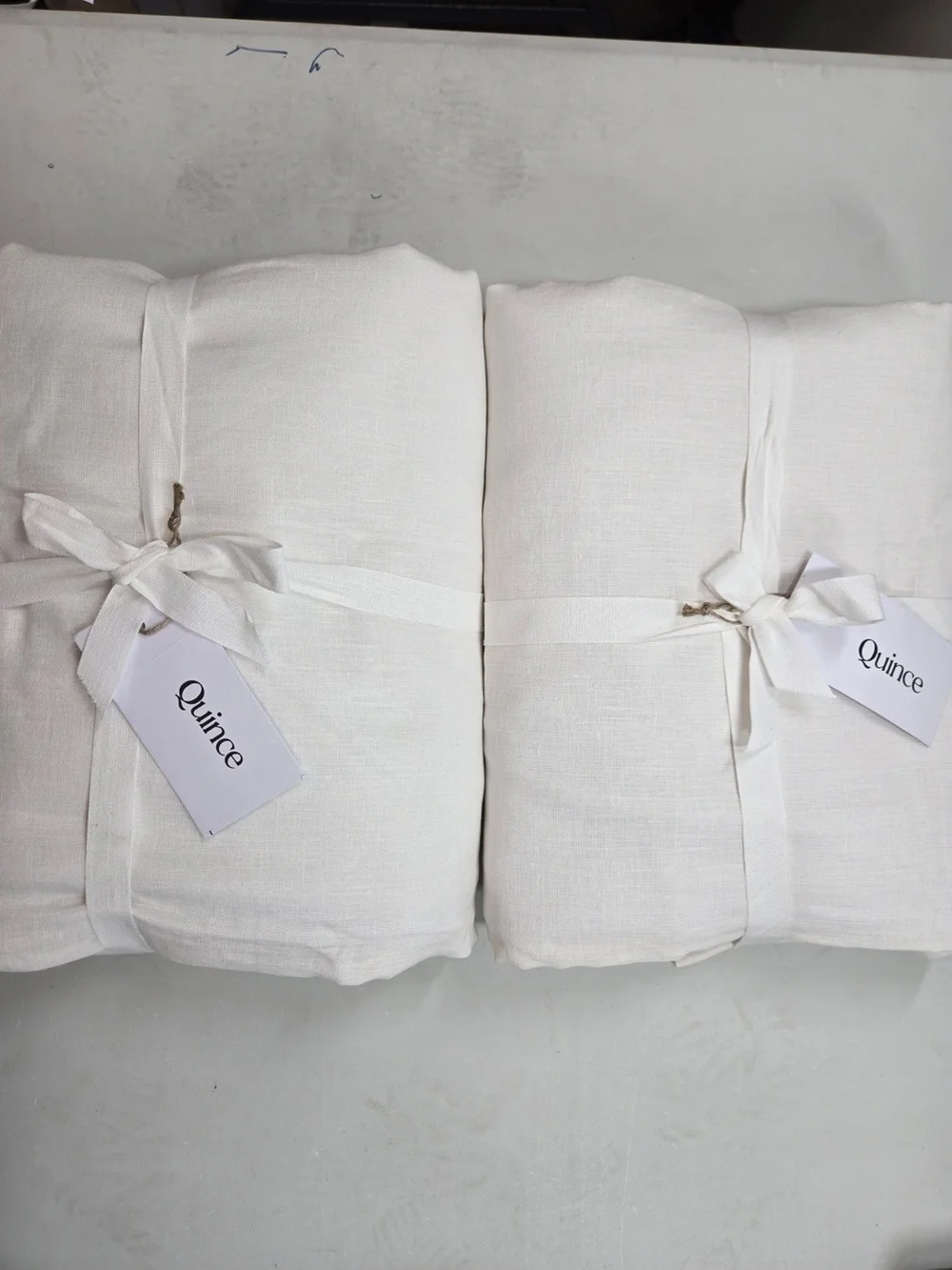 NWT QUINCE Set Of 2 48x84 European Linen True Blackout Curtains Cream 9352